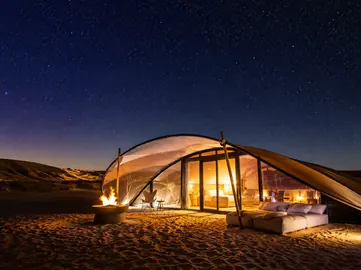 Dubai VIP Hideaway Desert Safari luxury desert suite at night