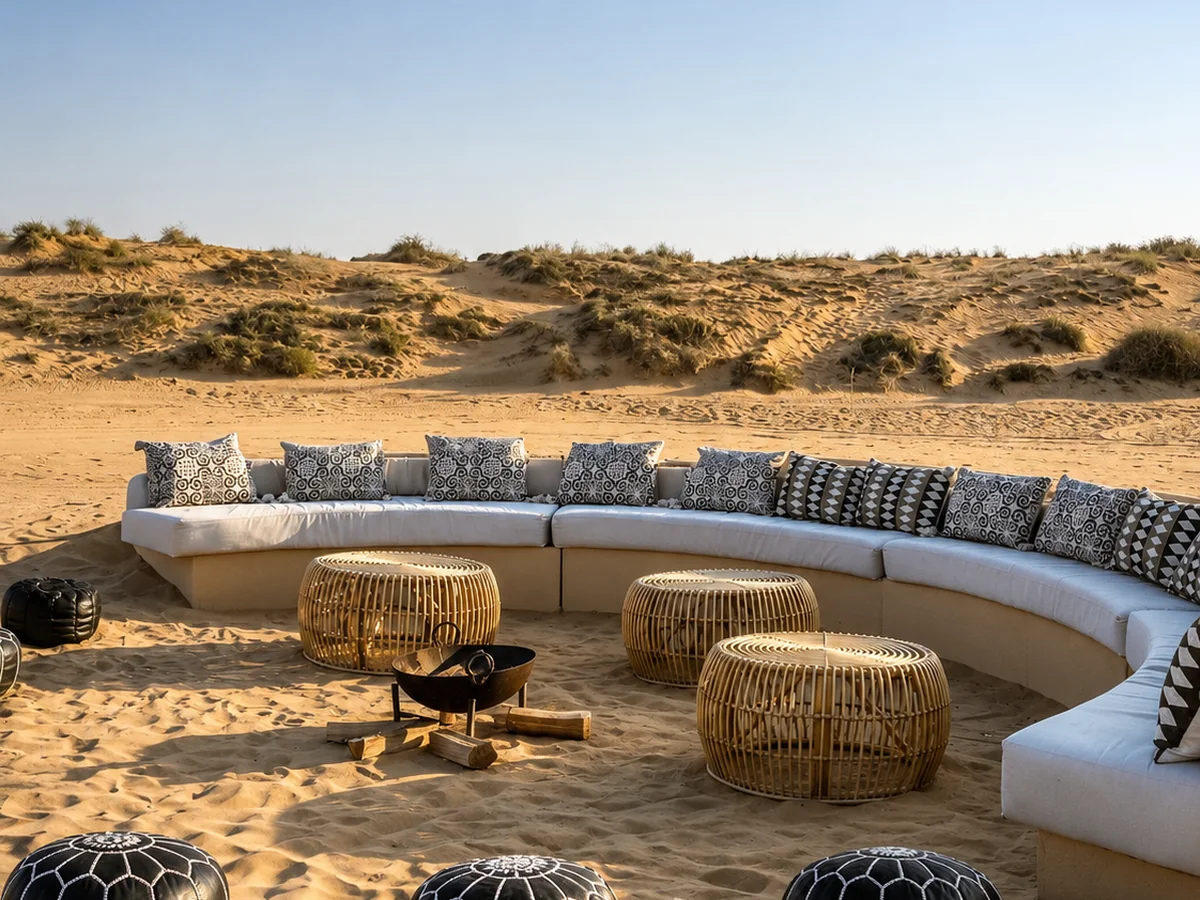 VIP Desert Events Dubai outdoor desert lounge seating arrangement
