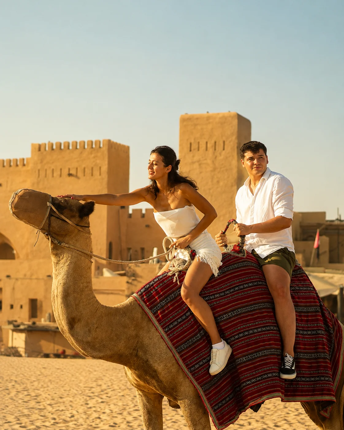 Camel riding during the VIP Fortress Desert Safari Dubai