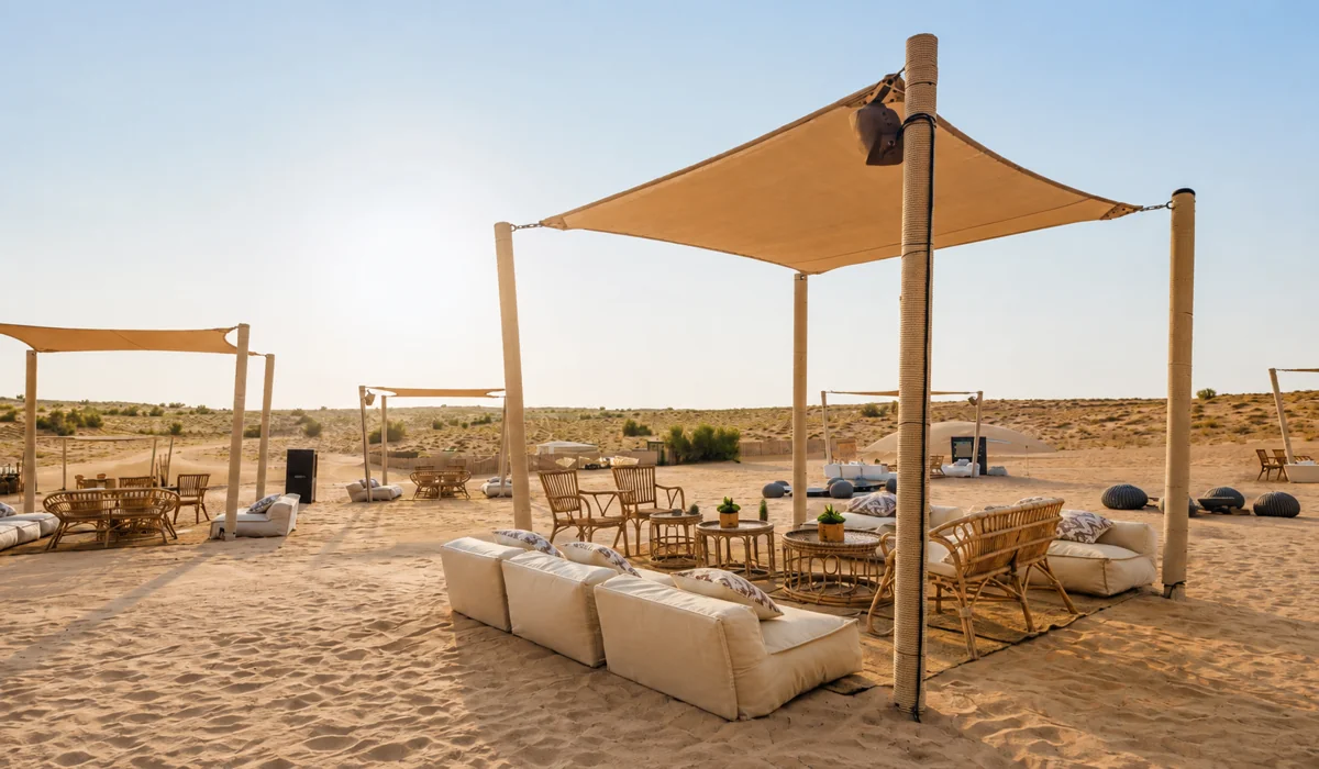 VIP Hideaway Desert Safari Dubai private desert lounge and deck
